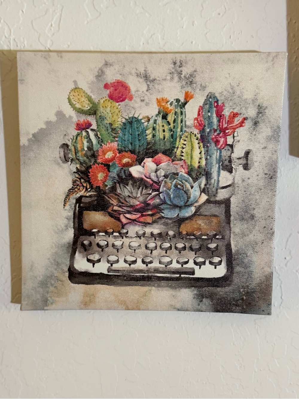 Succulent Typewriter Canvas Wall Art